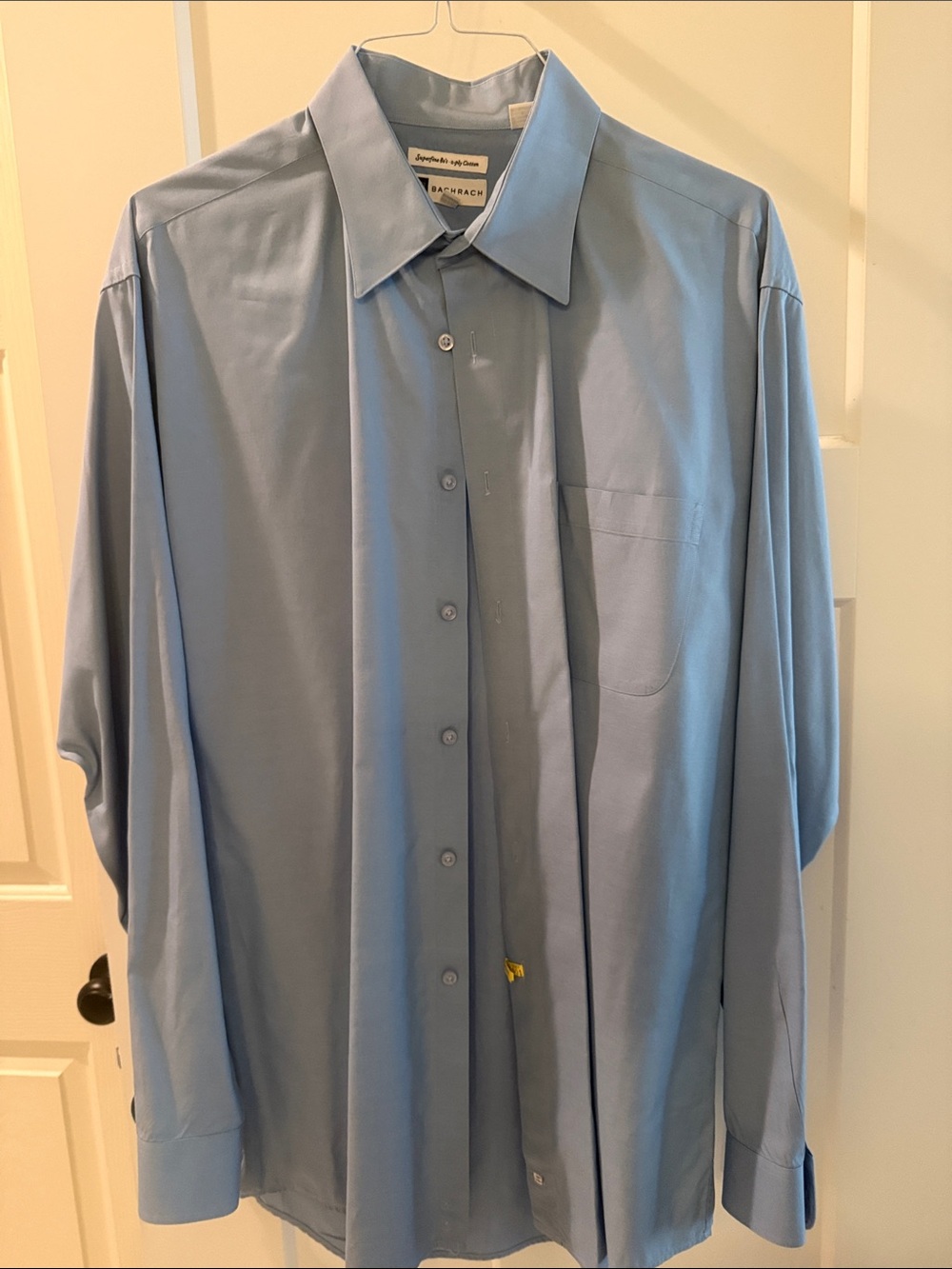 Bachrach Men's Sky Blue Long-Sleeve Dress Shirt